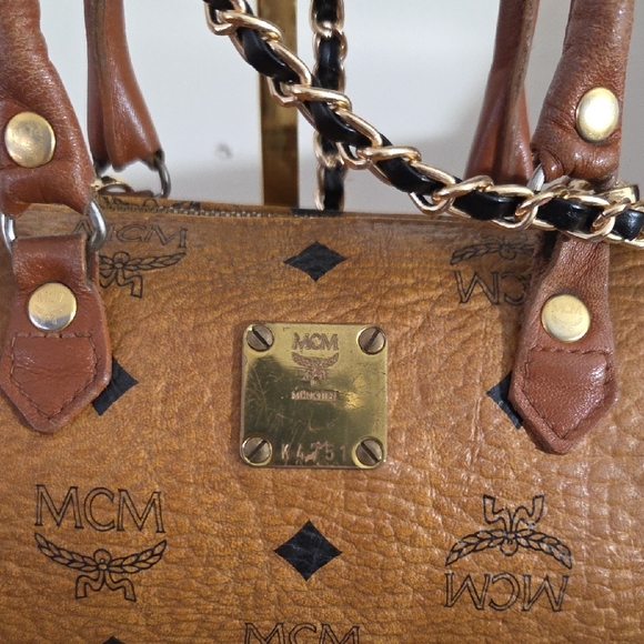 MCM Tan Leather Mini Bag with Chain Strap - Picture 4 of 13